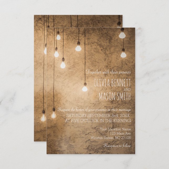 RUSTIC COUNTRY WEDDING | STRING OF LIGHTS CARD (Front/Back)