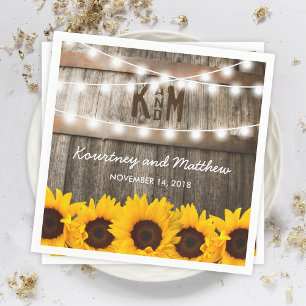 Rustic Country Wedding   Sunflower String Lights Napkin