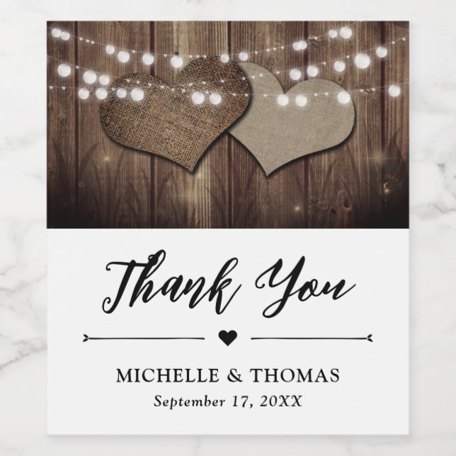 Rustic Country Wedding Thank You Wine Label (Single Label)