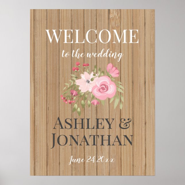 Rustic Country Wedding Welcome Poster (Front)