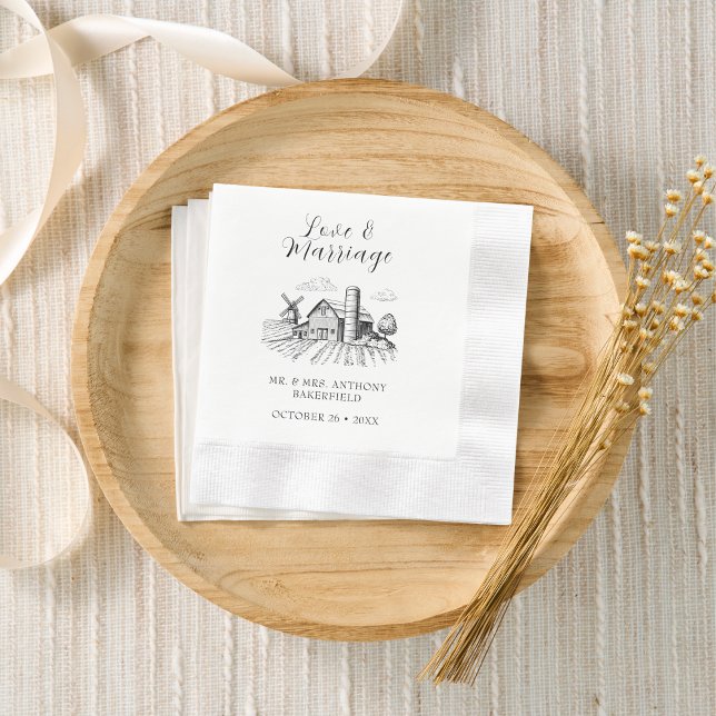 Rustic Country Western Barn Wedding Cocktail  Napkin (Creator Uploaded)