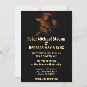 Rustic Country Western Boots Theme Wedding Invitation