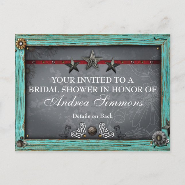 Rustic Country Western Bridal Shower Invite (Front)