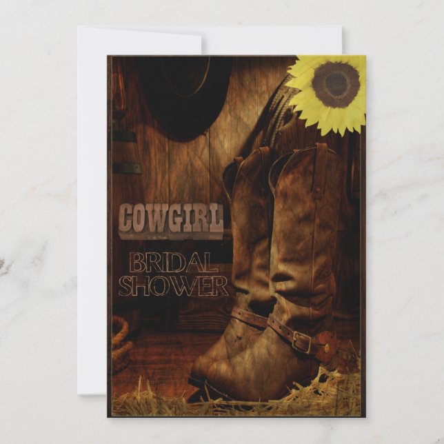 Rustic Country Western Cowgirl Bridal Shower Invitation (Front)