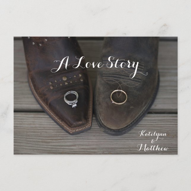 Rustic Country Western Custom Wedding Photo Invite (Front)