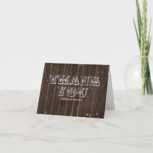 Rustic Country Western Distressed Wood THANK YOU Card