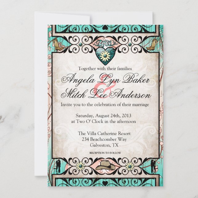Rustic Country Western Wedding Invitation (Front)