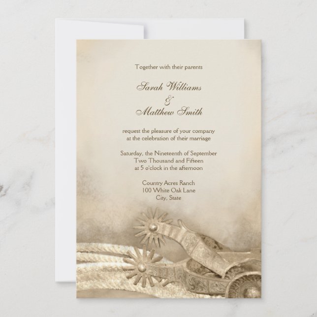 Rustic Country Western Wedding Invitations (Front)