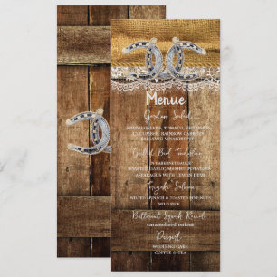 Rustic Country Western Wedding Menu Card