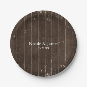 Rustic Country Western Wooden Distressed Wood BBQ Paper Plate