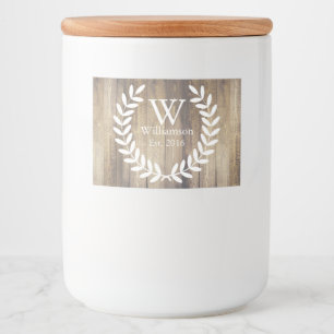 Rustic Country White Laurels & Barn Wood Food Label