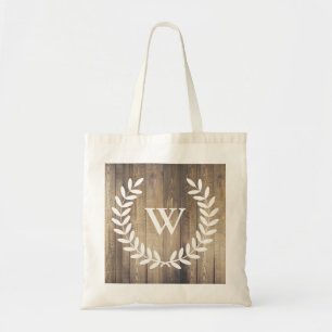 Rustic Country White Laurels & Barn Wood Tote Bag