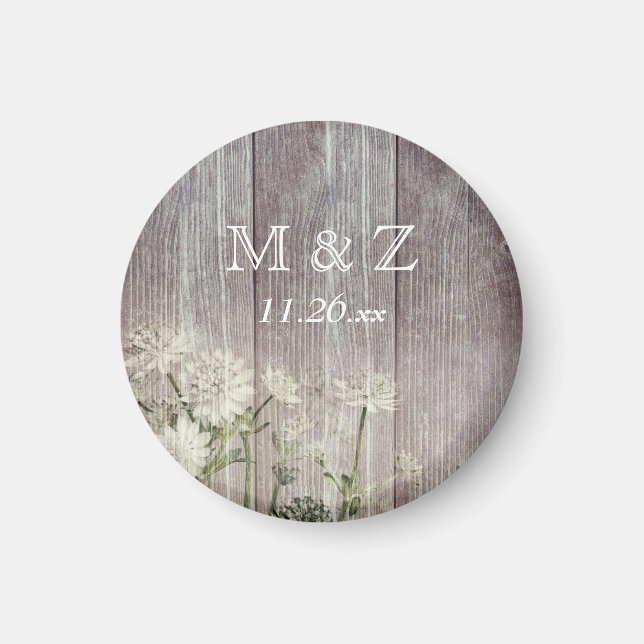 Rustic Country White Wood Wedding Save the Date Magnet (Front)