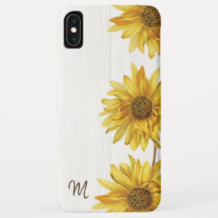 Rustic Country White Wood with Sunflowers Monogram Case-Mate iPhone Case