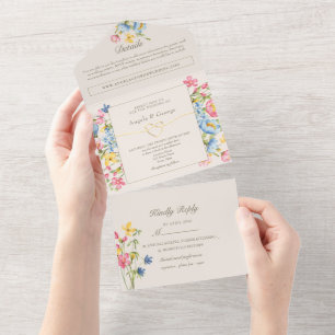 Rustic Country Wildflower  All In One Invitation