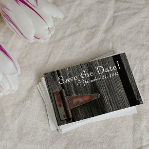 Rustic Country Wood Barn Door save the date Announcement Postcard