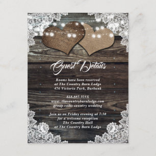 Rustic Country Wood Burlap Floral Lace Wedding Enclosure Card