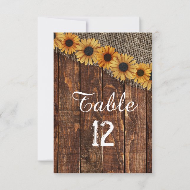 Rustic Country Wood & Burlap Wedding Table Numbers (Front)