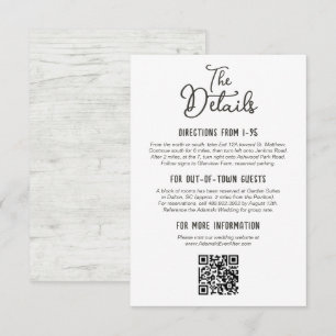 Rustic Country Wood Fall Farm Wedding Details Enclosure Card