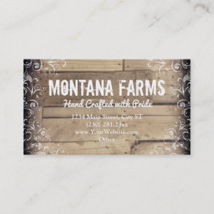 Rustic Country Wood Flourish Business Cards