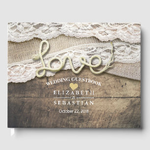 Rustic Country Wood Love Rope Wedding Guestbook