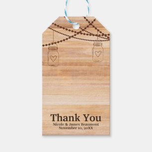 Rustic Country Wood Mason Jars Barn Wedding Favour Gift Tags
