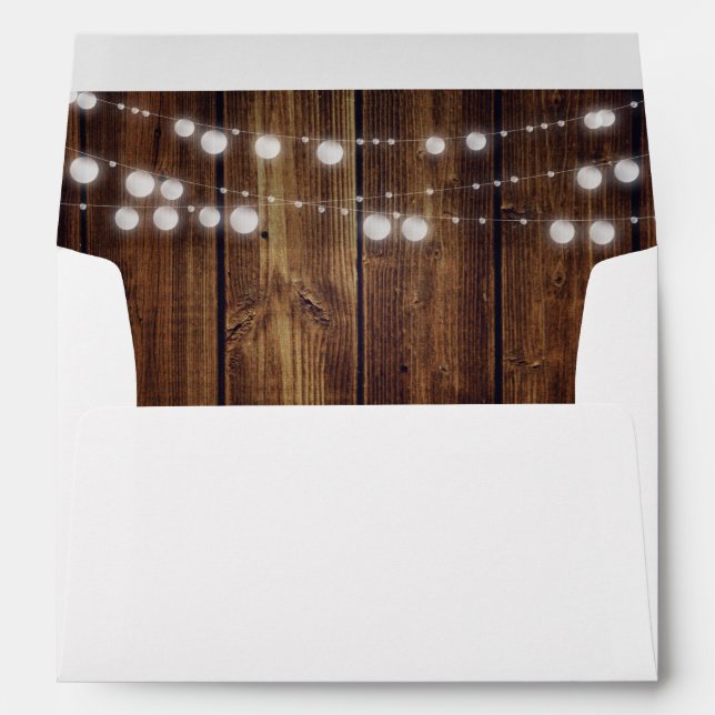 Rustic Country Wood String Lights Return Address Envelope (Back (Bottom))