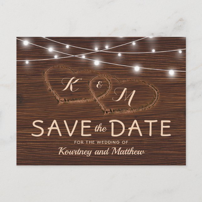 Rustic Country Wood Wedding Save the Date Announcement Postcard (Front)
