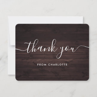 Rustic Country Wood Wedding Shower Birthday Thank You Card