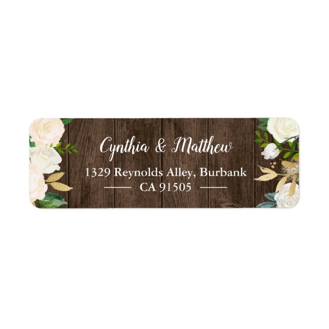 Rustic Country Wood White Gold Garden Flowers (Front)