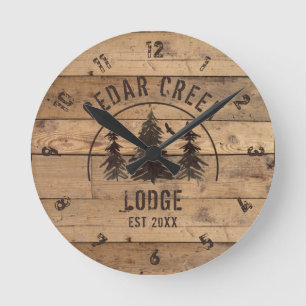 Rustic Country Wood Wilderness Forest Personalised Round Clock