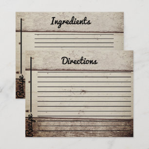 Rustic Country Wooden Recipe Cards