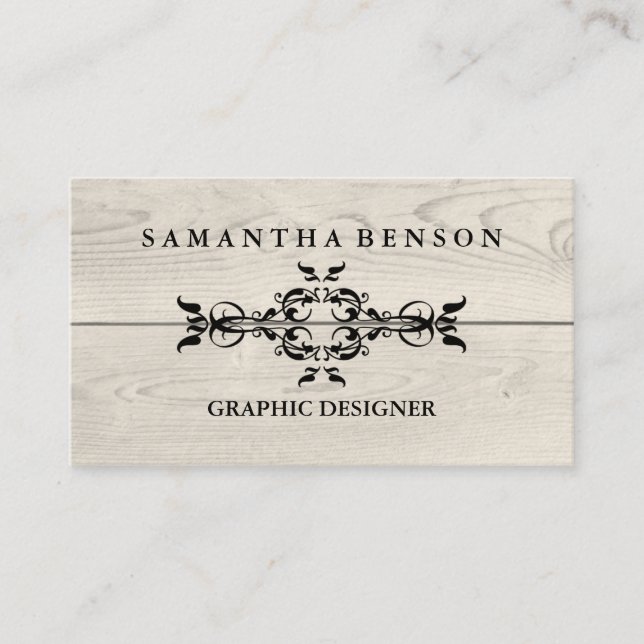 Rustic Country Wooden Texture Graphic Business Car Card (Front)