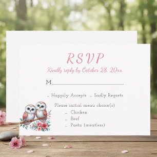Rustic Country Woodland Boho Owl Wedding RSVP Card