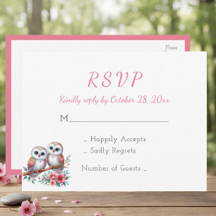 Rustic Country Woodland Boho Owl Wedding RSVP Postcard