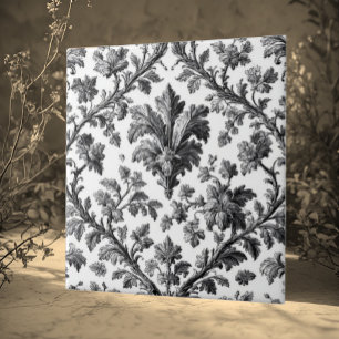 Rustic Countryside Floral Motif Monochrome Elegant Tile