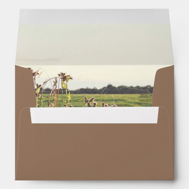 Rustic Countryside Scene Romantic Wedding Envelope (Back (Bottom))