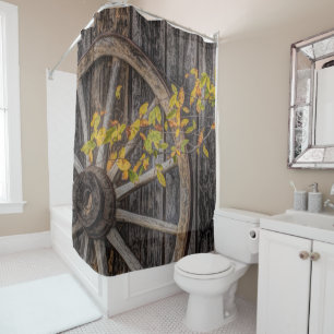Rustic Countryside Wagon Wheel  Shower Curtain