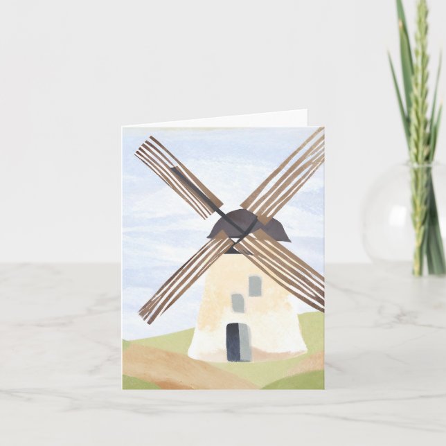 Rustic Countryside Windmill | Watercolor Card (Front)