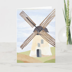 Rustic Countryside Windmill   Watercolor Card