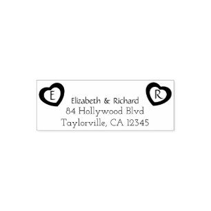 Rustic Couple Hearts   Wedding Return Address Self-inking Stamp