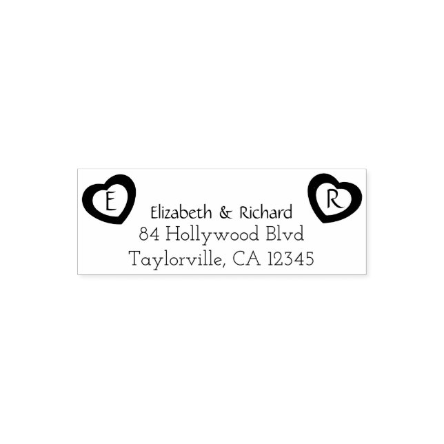 Rustic Couple Hearts | Wedding Return Address Self-inking Stamp (Design)