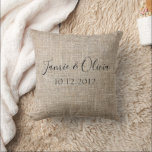 Rustic Couple names wedding date Cushion<br><div class="desc">Introducing our Rustic Couple Names Wedding Date Throw Pillow! This charming throw pillow features a rustic design with elegant typography, perfect for celebrating your special day. Personalise with your names and wedding date to create a unique and meaningful keepsake. Ideal for home decor or as a thoughtful gift, this throw...</div>