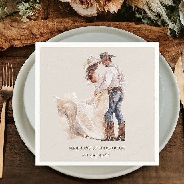 Rustic Couple Wedding Napkin (Creator Uploaded)