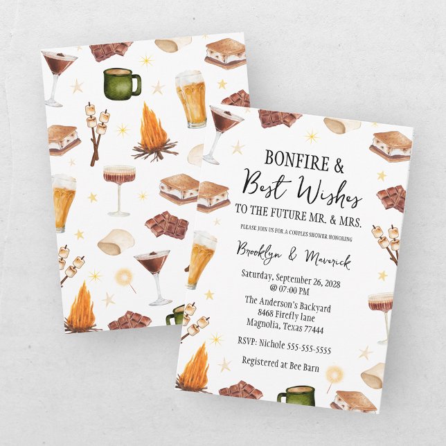 Rustic Couples Fall Bonfire Wedding Shower Invitation (Creator Uploaded)