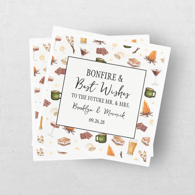 Rustic Couples Fall Bonfire Wedding Shower Napkin (Creator Uploaded)