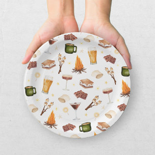 Rustic Couples Fall Bonfire Wedding Shower Paper Plate