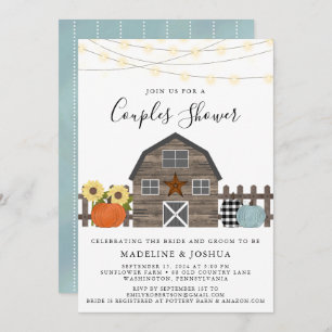 Rustic Couples Shower Fall Country Barn  Invitation