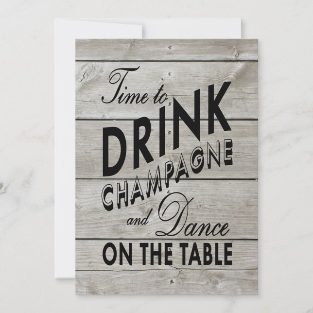 Rustic Couple's Shower Time to Drink Champagne Invitation (Front)