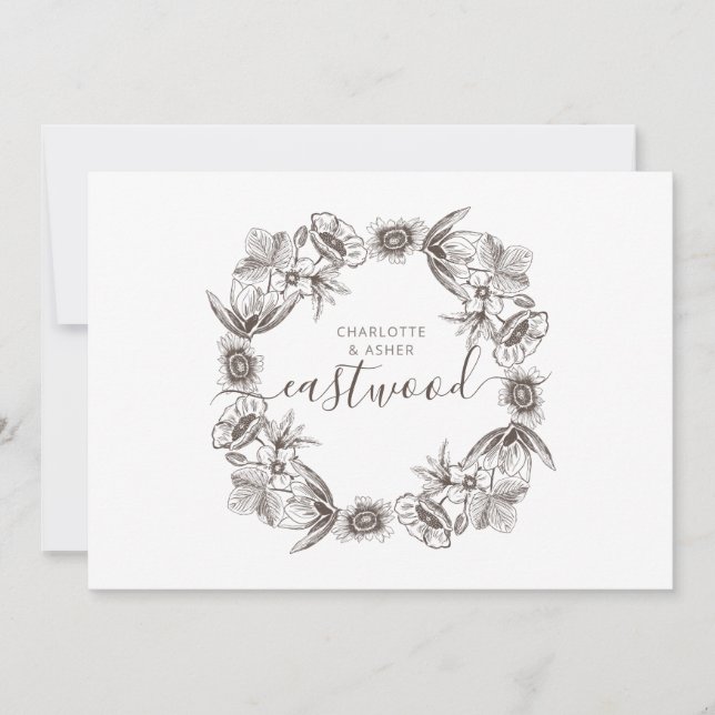 Rustic Couples Wedding Monogram  Card (Front)